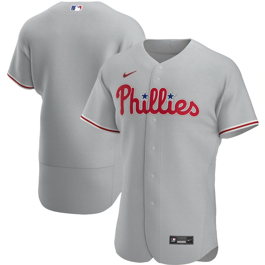 Mens Philadelphia Phillies Nike Gray Road Authentic Team MLB Jerseys->philadelphia phillies->MLB Jersey
